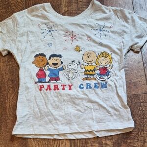 Snoopy Party Crew Peanuts Graphic Kids Tee - Red, White And Blue Sz 7/8
